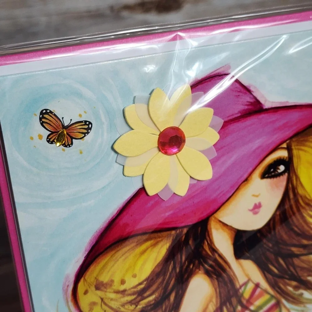 Bella Pilar Bedazzled Butterfly Artist Designed Greeting Card Blank‎ Inside